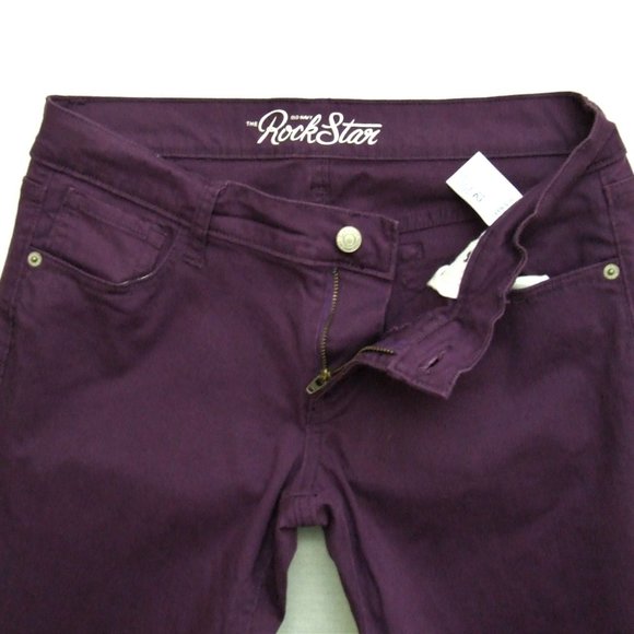 Purple jeans Old Navy Rock Star pants women's tapered leg size 10 - Picture 10 of 12